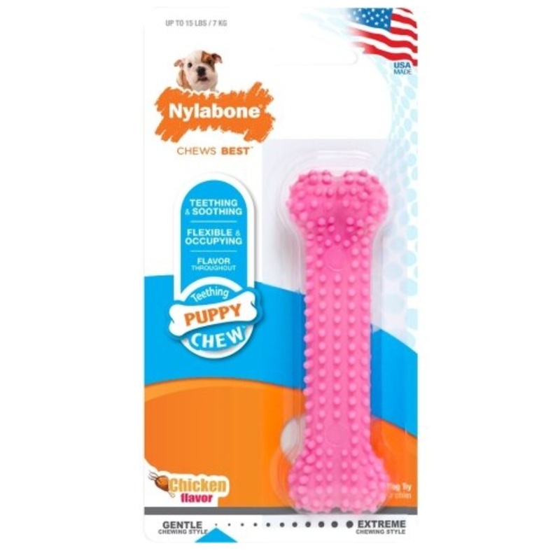 Nylabone Puppy Chew Bone Chicken Pink