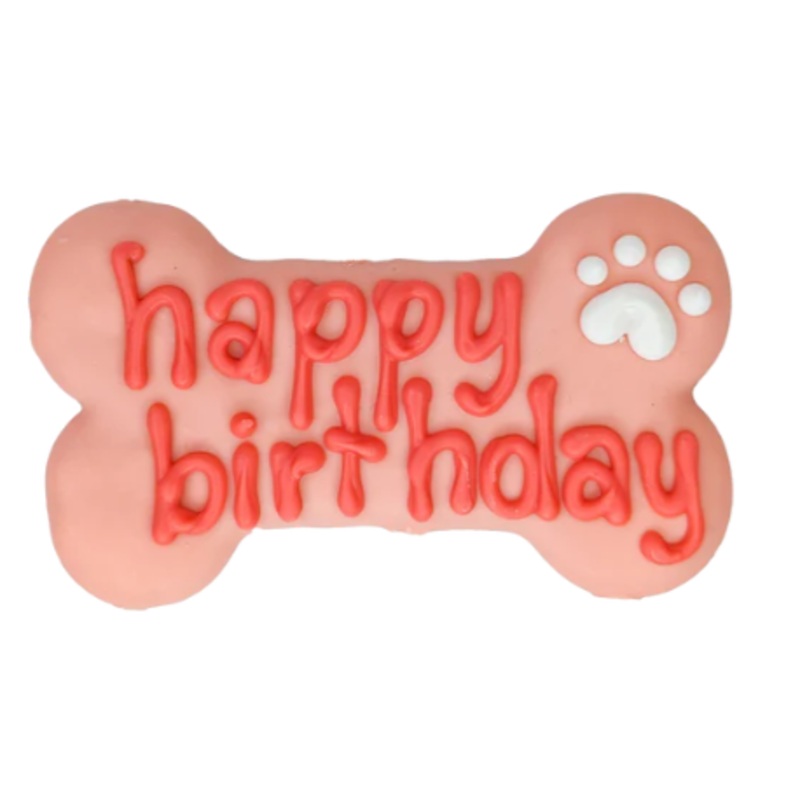 Bosco & Roxys Pink Happy Birthday Bone