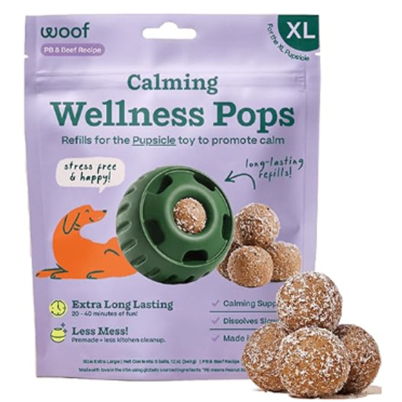 Woof Calming Wellness Pops PB & Beef XLG 12z