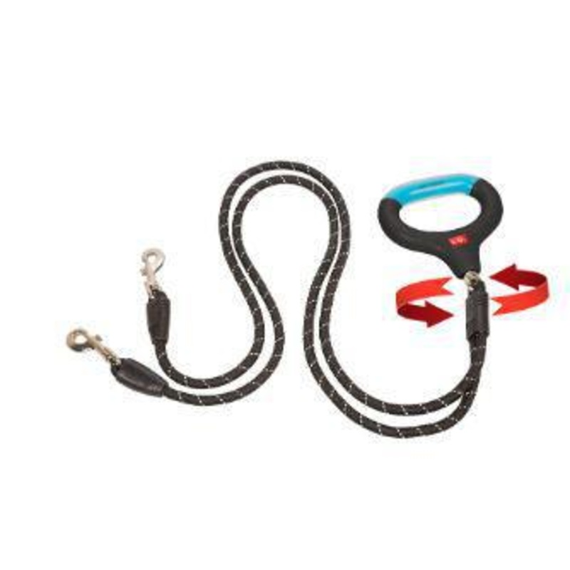 Wigzi Dual Doggie Reflective Rope Leash Black Small