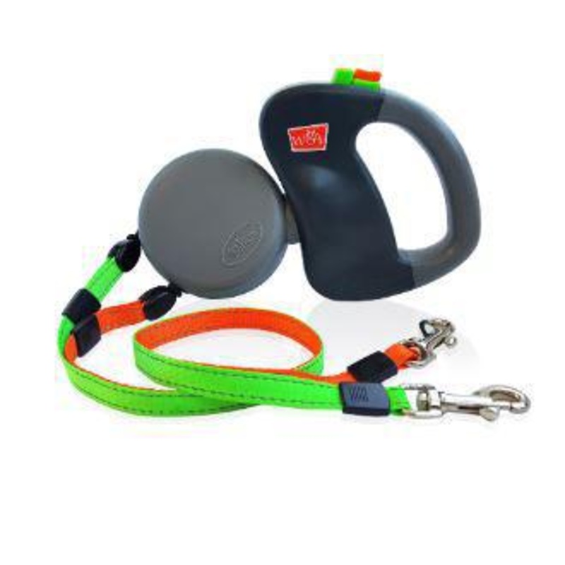Wigzi Dual Doggie Retractable Leash Small/Medium Gray