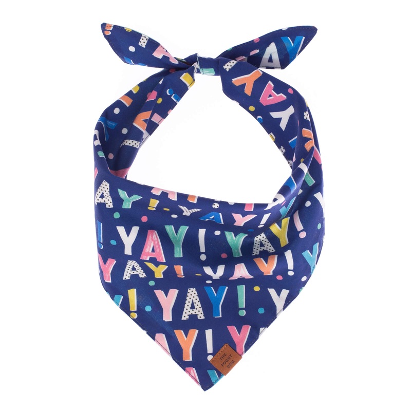 Birthday Yay Navy Dog Bandana|S – up to 13|M – up to 18|L – up to 26