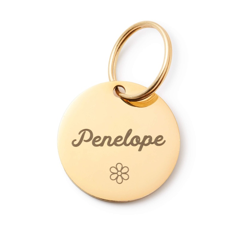 Circle Pet ID Tag: Flower Icon