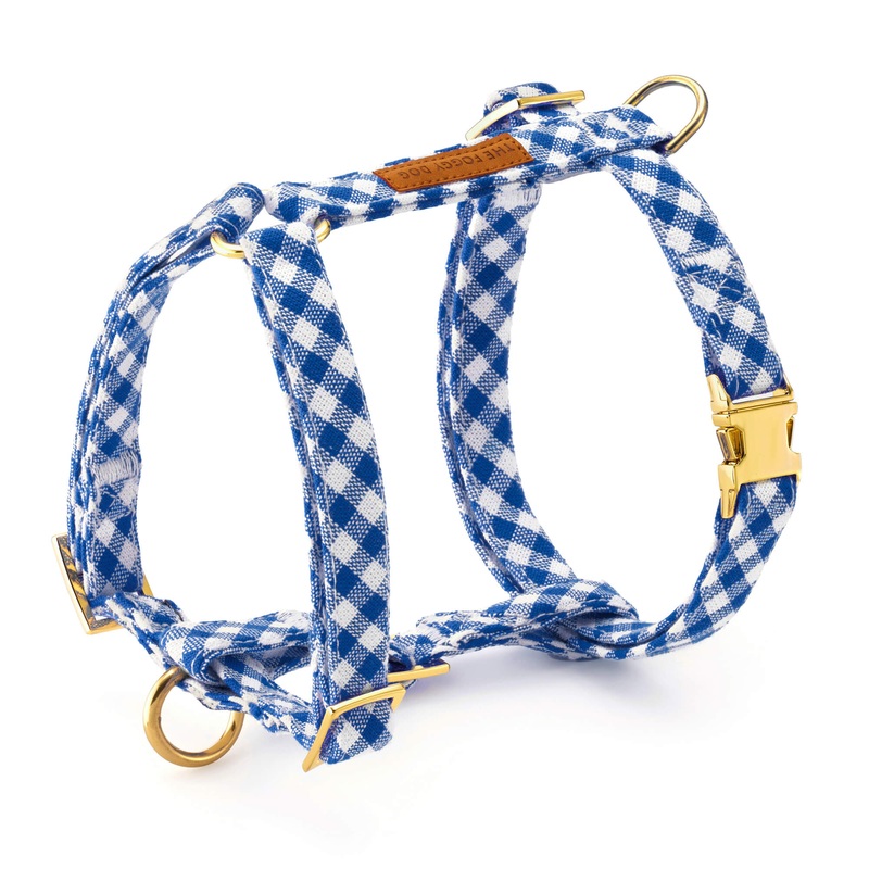 Lake Blue Gingham Dog Harness|XS|S|M|L