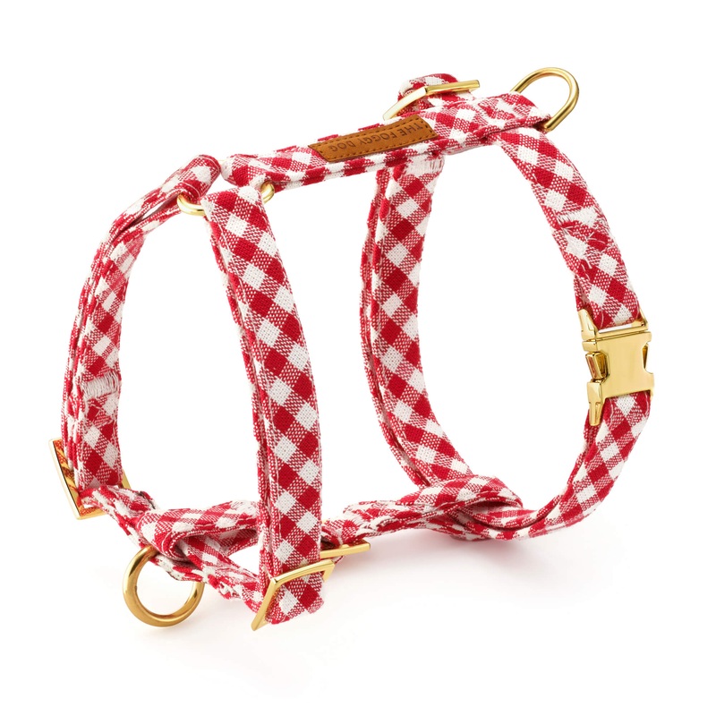 Red Gingham Dog Harness|XS|S|M|L