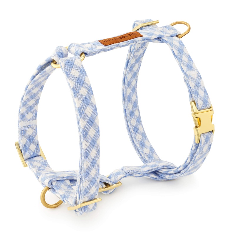 Sky Blue Gingham Dog Harness|XS|S|M|L