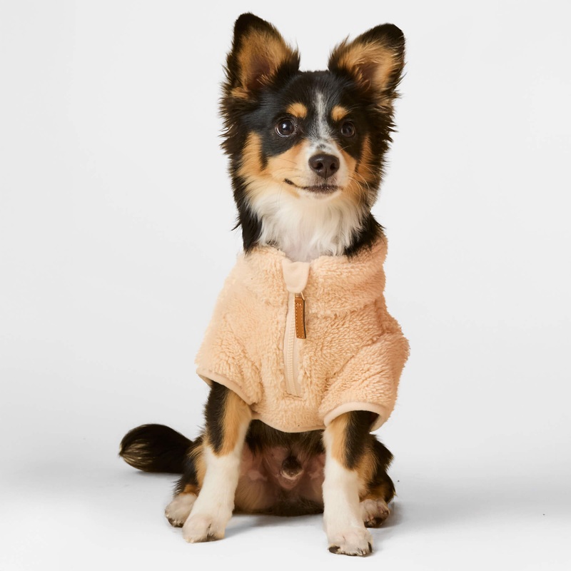 Wheat Quarter-Zip Sherpa Dog Jacket