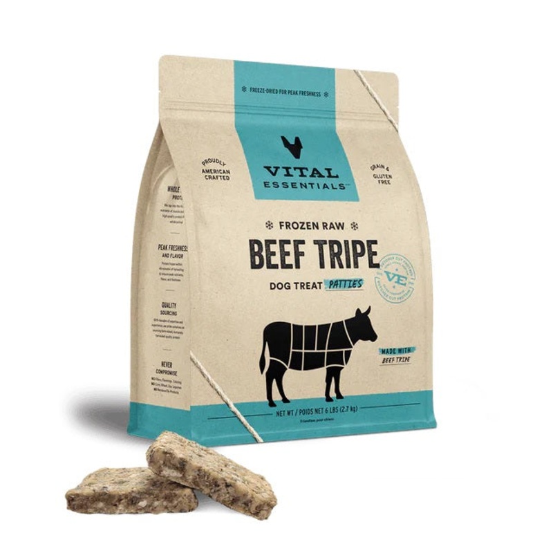 Beef Tripe Patties Dog Food by Vital Essentials -Frozen (NO SHIPPING)