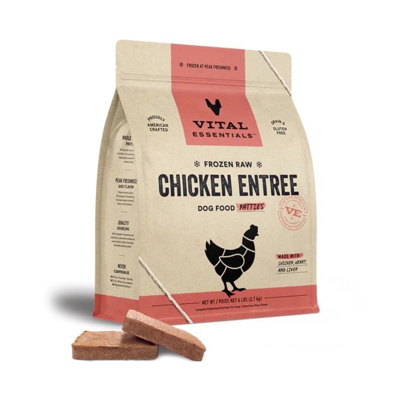 Chicken Patties Dog Food by Vital Essentials -Frozen (NO SHIPPING)
