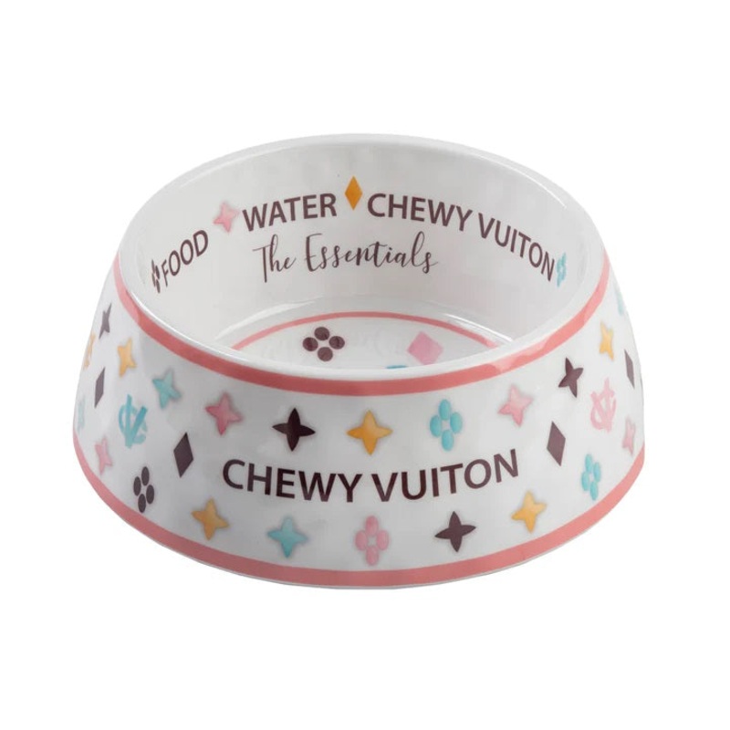 White Chewy Vuiton Bowl|Small|Medium