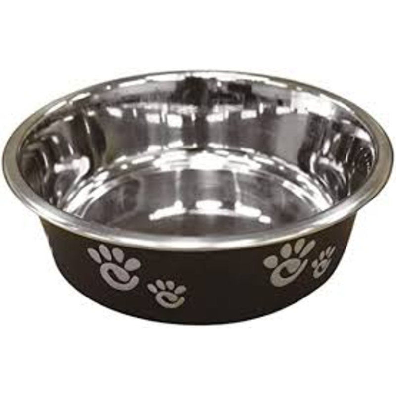 Barcelona Matte and Stainless Steel Pet Dish, Licorice