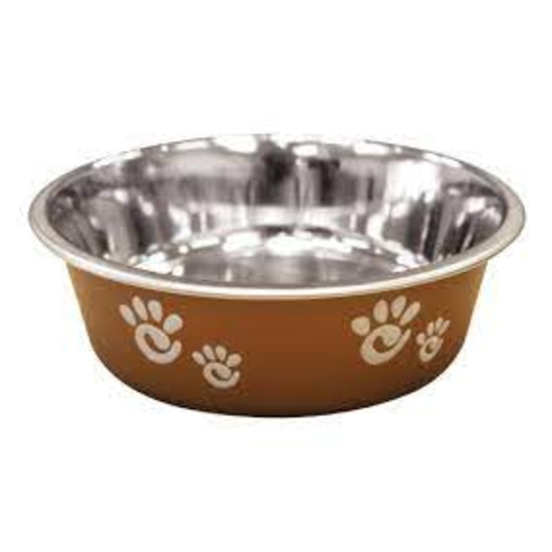 Bella Stainless Steel Paw Print Dog & Cat Bowl, Copper