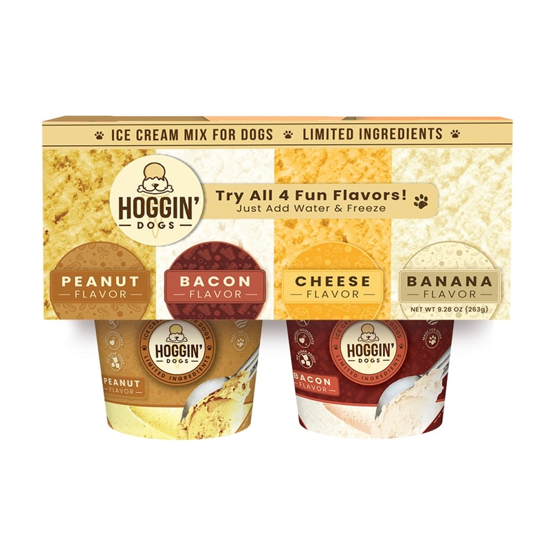 Ice Cream Mix for Dogs -4 Pack (Banana, Cheese, Bacon & Peanut Butter)