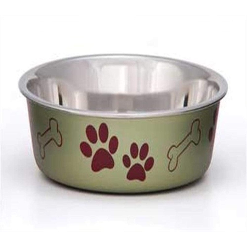 Bella Matte and Stainless Steel Pet Dish, Artichoke