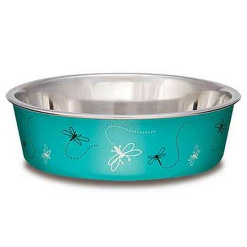 Bella Matte and Stainless Steel Pet Dish, Dragonfly