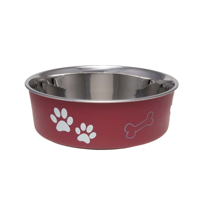 Bella Matte and Stainless Steel Pet Dish, Merlot