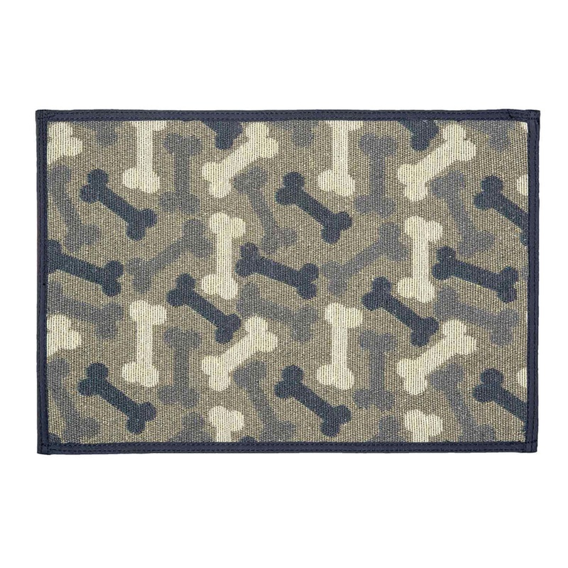 Bone Denim Fashion Mat for Dog or Cat Bowls
