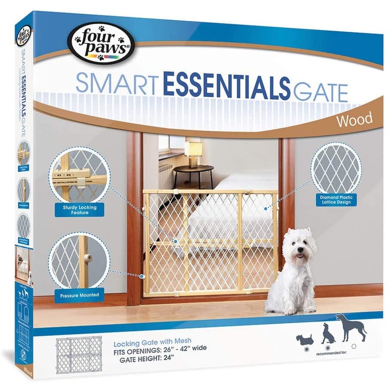 Wood Frame Dog Gate With Plastic Mesh