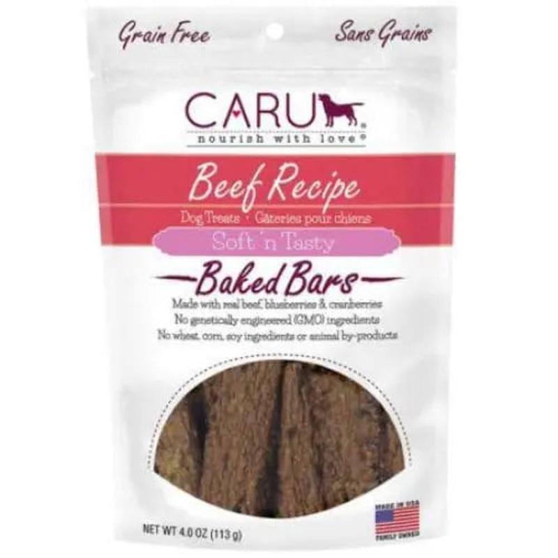Caru Pet Food Soft ‘n Tasty Baked Bars Beef Recipe Grain-Free Dog Treats