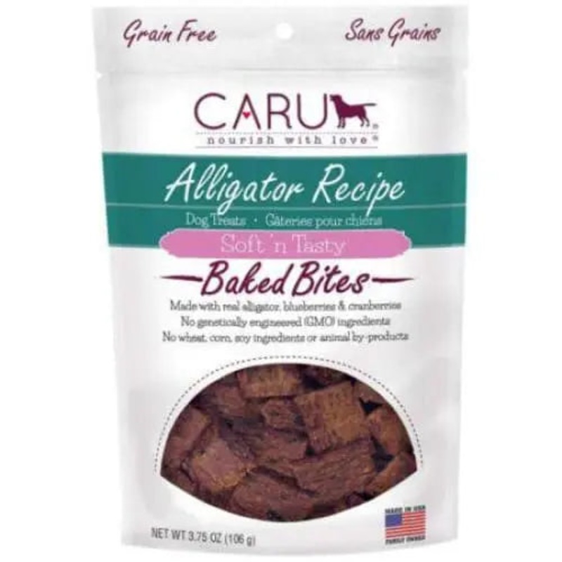 Caru Pet Food Soft ‘n Tasty Baked Bites Alligator Recipe Grain-Free Dog Treats
