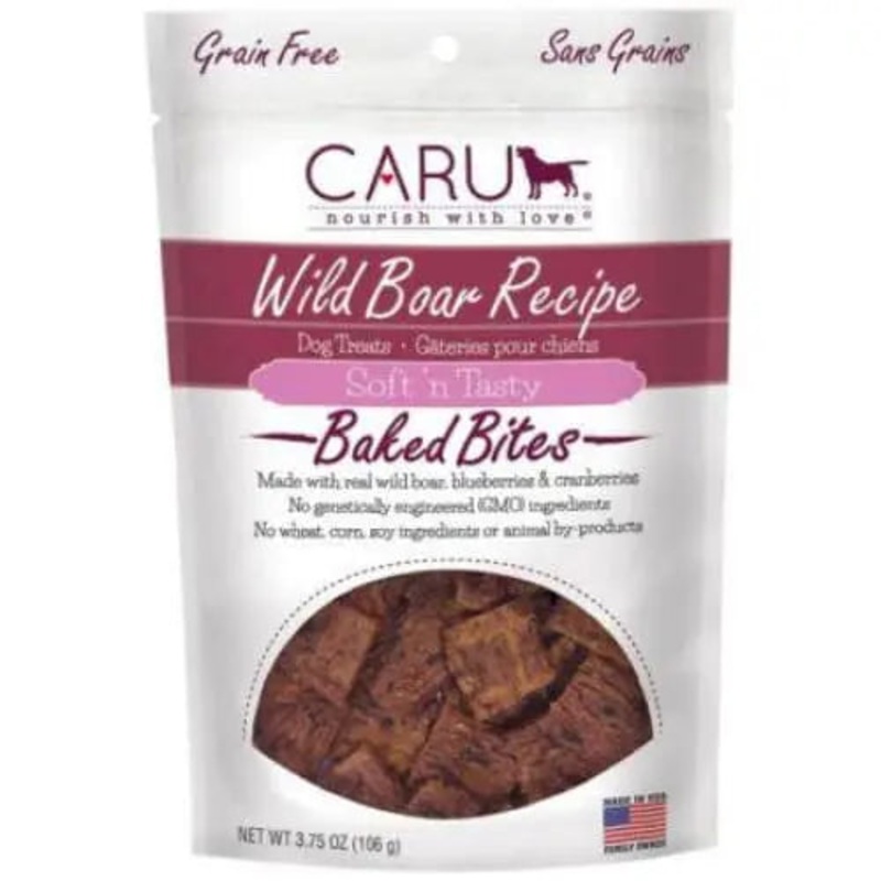 Caru Pet Food Soft ‘n Tasty Baked Bites Wild Boar Recipe Grain-Free Dog Treats