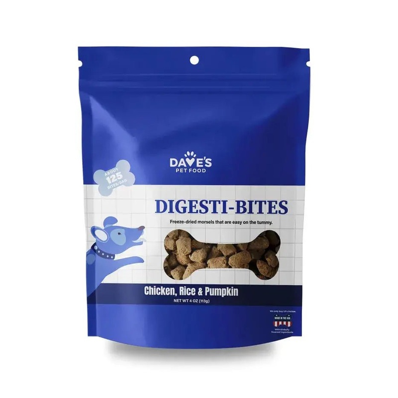 Dave’s Digesti-Bites Chicken, Rice & Pumpkin Freeze-Dried Dog Treats