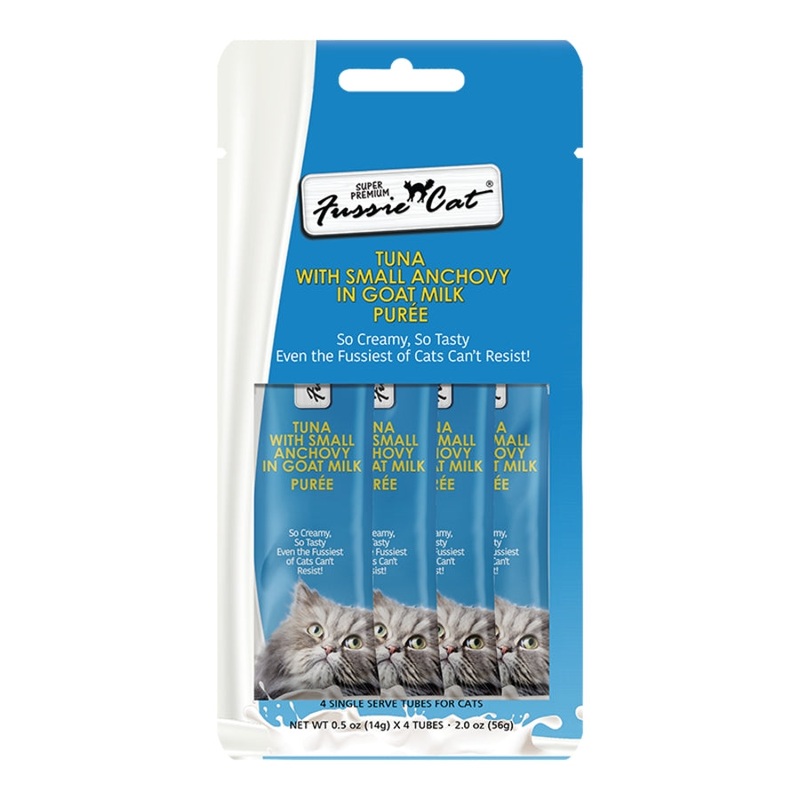 Tuna with Small Anchovy in Goat Milk Puree Cat Treat By Fussie Cat