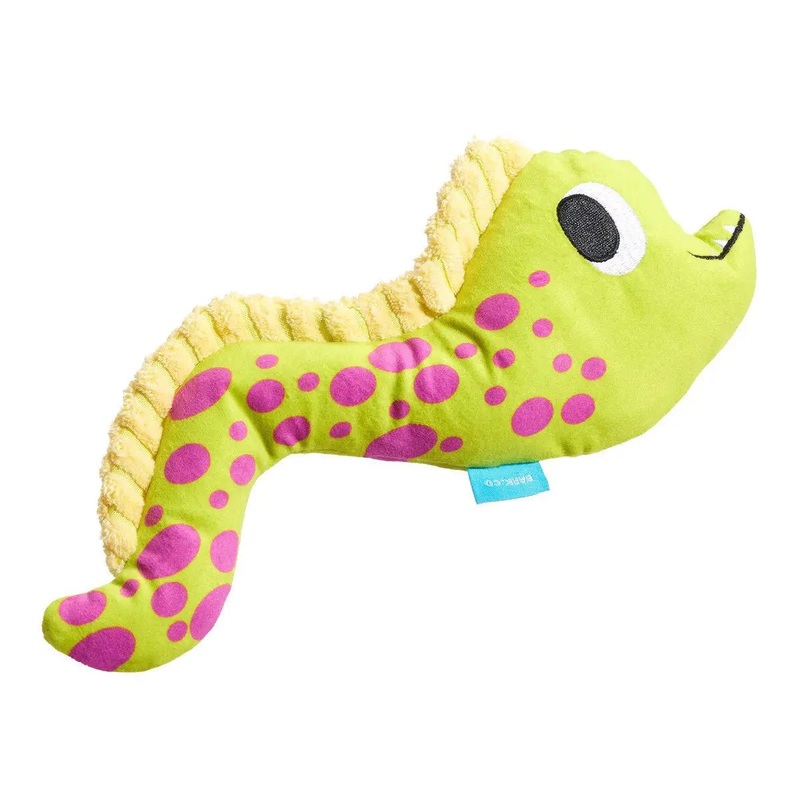 BARK Maury Eel Thrasher Squeaky Plush Dog Toy, Yellow