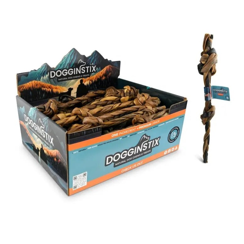 Dogginstix Braided Sticks Lamb Collagen Double Knots Dog Chews Case of 25