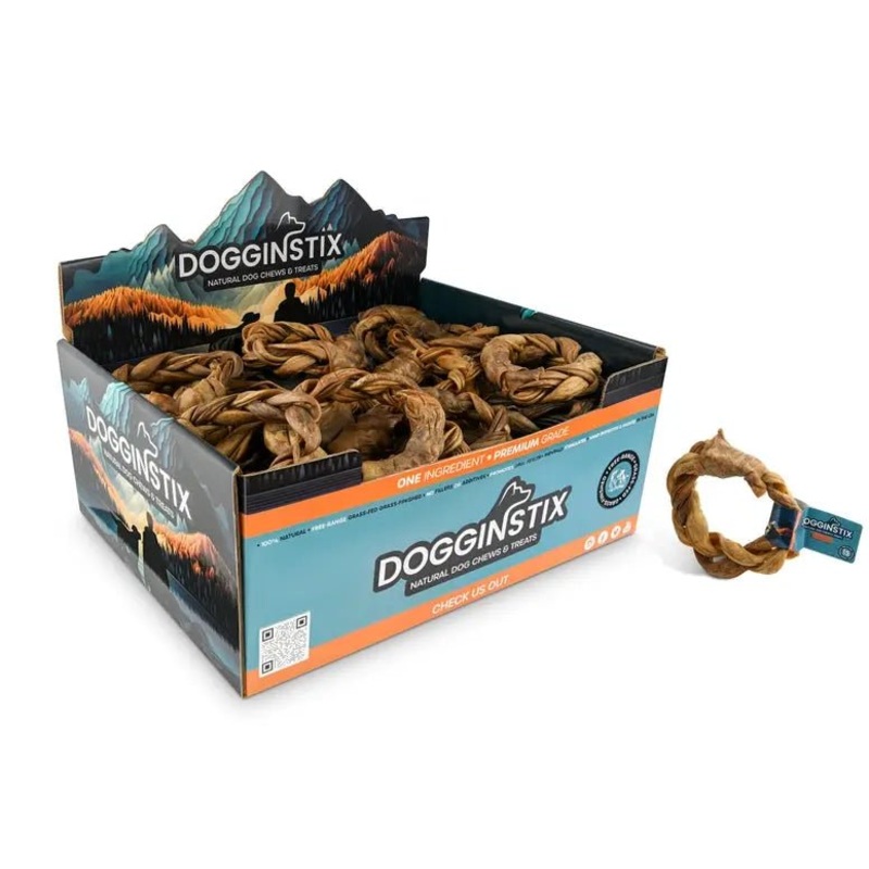 Dogginstix Braided Sticks Lamb Collagen Ring for Dogs Case of 40