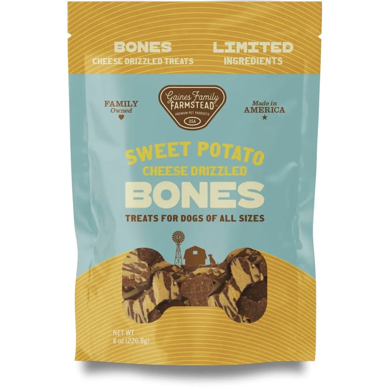 Gaines Family Farmstead Cheese Drizzled Sweet Potato Bones Dog Treats 8oz