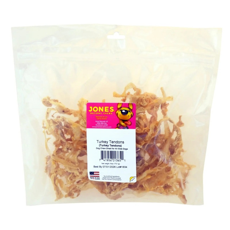 Jones Natural Chews Turkey Tendons  USA-Sourced, Single-Ingredient Dog Treats 6oz