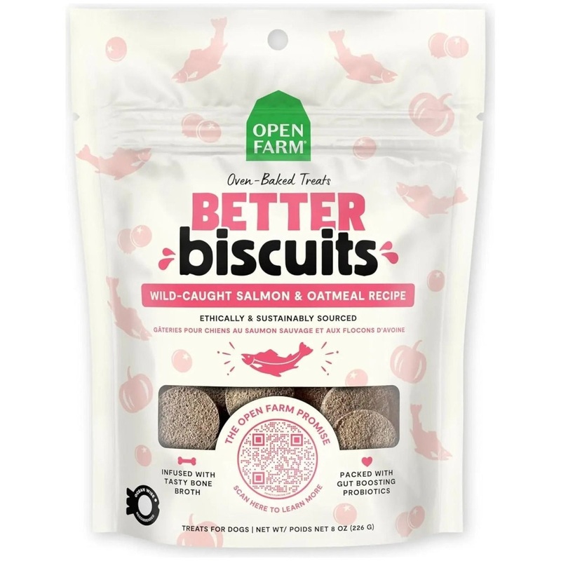 Open Farm Better Biscuits Wild Caught Salmon & Oatmeal Dog Treats  8 oz