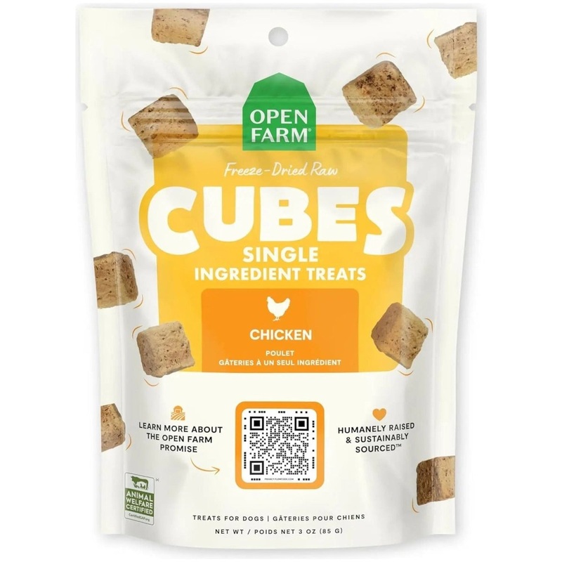 Open Farm Freeze Dried Raw Single Ingredient Chicken Cubes Dog Treats 3 oz