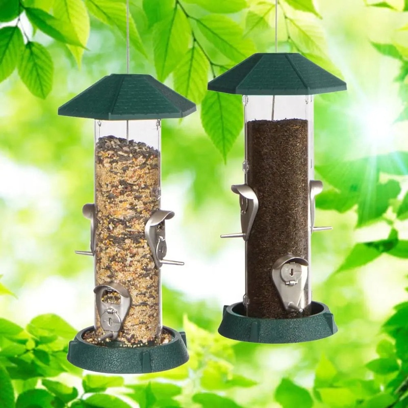 2-In-1 Hinged-Port Birdfeeder 4-Perch