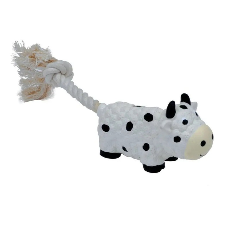 8.5 Cow Li’l Pals Latex & Dog Rope Toy
