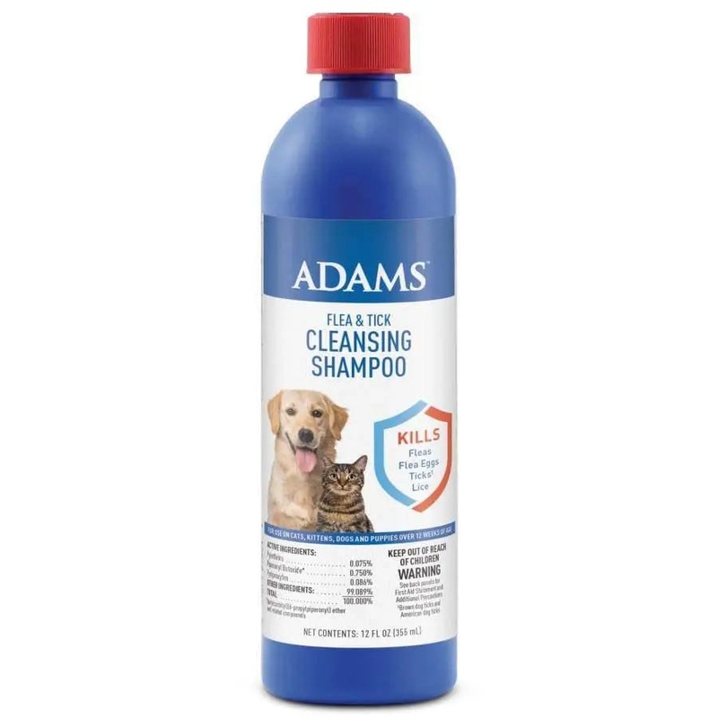 Adams Flea and Tick Cleansing Shampoo for Cats and Dogs 12 oz