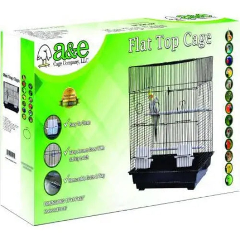 AE Cage Company Flat Top Bird Cage 18x14x22 Black