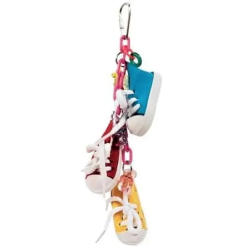 AE Cage Company Happy Beaks Sneakers on a Line Bird Toy
