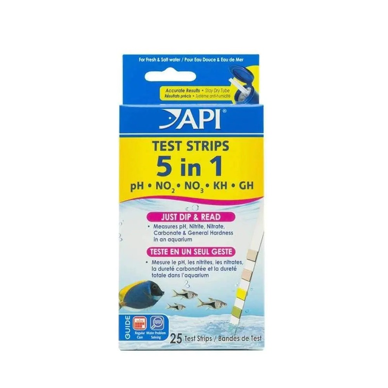API 5 In 1 Aquarium Test Strips 20 Tests X 4 Count