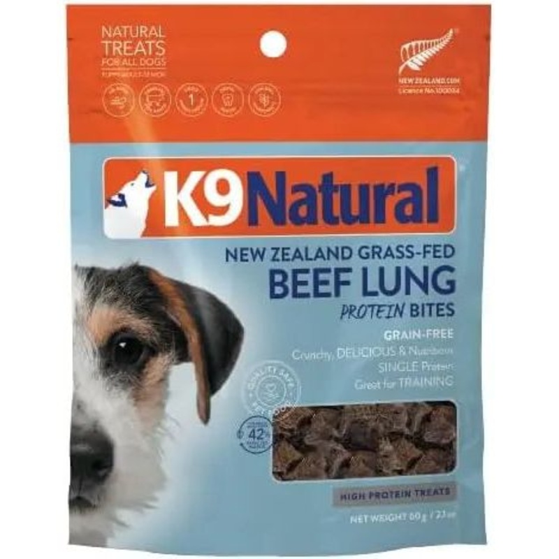 K9 Natural Beef Lung Protein Bites Air-Dried Dog Treats 2.1oz