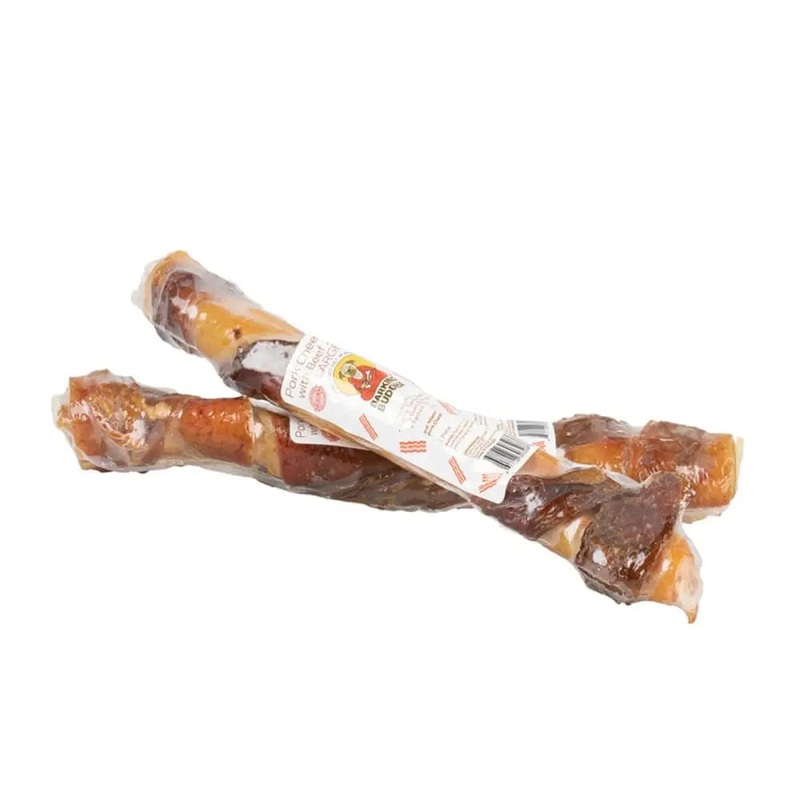 Barking Buddha Pork Cheek Roll with Beef Jerky Large – Case of 12