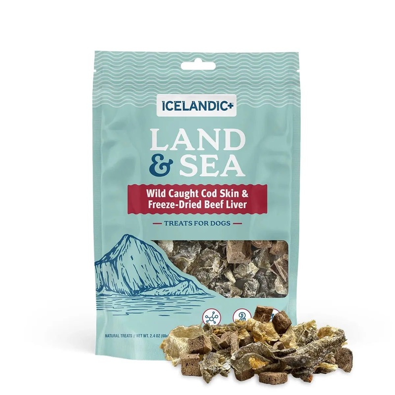 Icelandic+ Land & Sea Cod Skin & Freeze-Dried Beef Dog Treat 2.4 oz