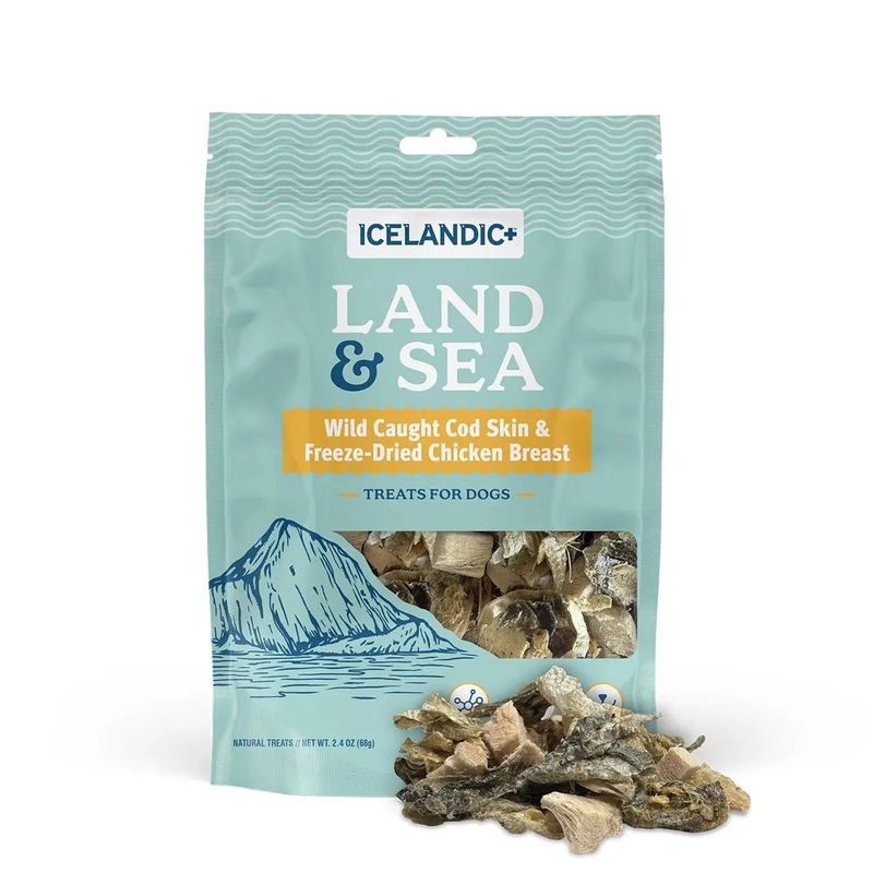 Icelandic+ Land & Sea Cod Skin Freeze-Dried Chicken Dog Treat 2.4 oz