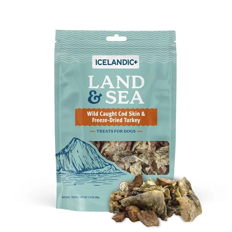Icelandic+ Land & Sea Cod Skin & Freeze-Dried Turkey Dog Treat 2.4 oz