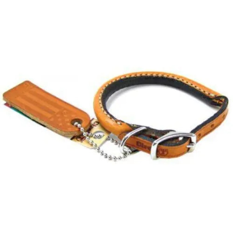 Circle T Leather Round Dog Collar Tan