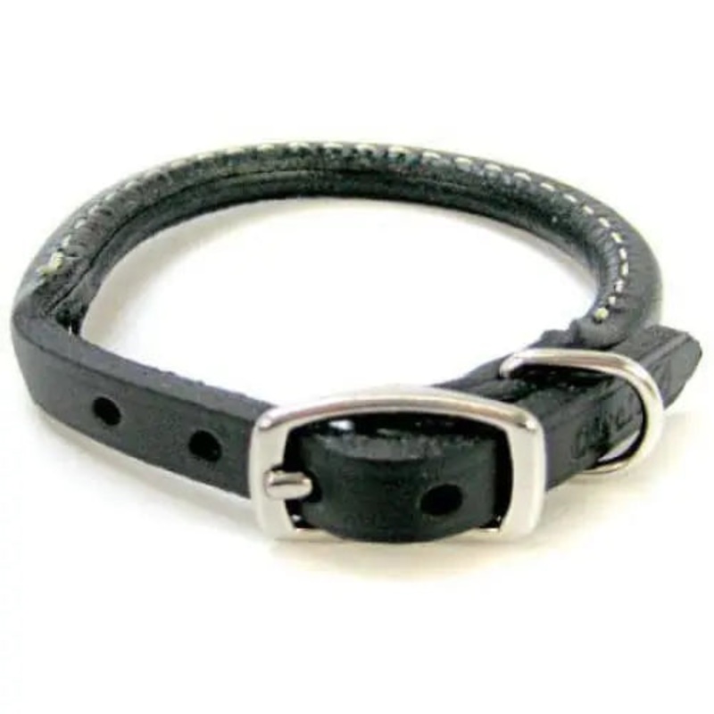 Circle T Pet Leather Round Collar – Black
