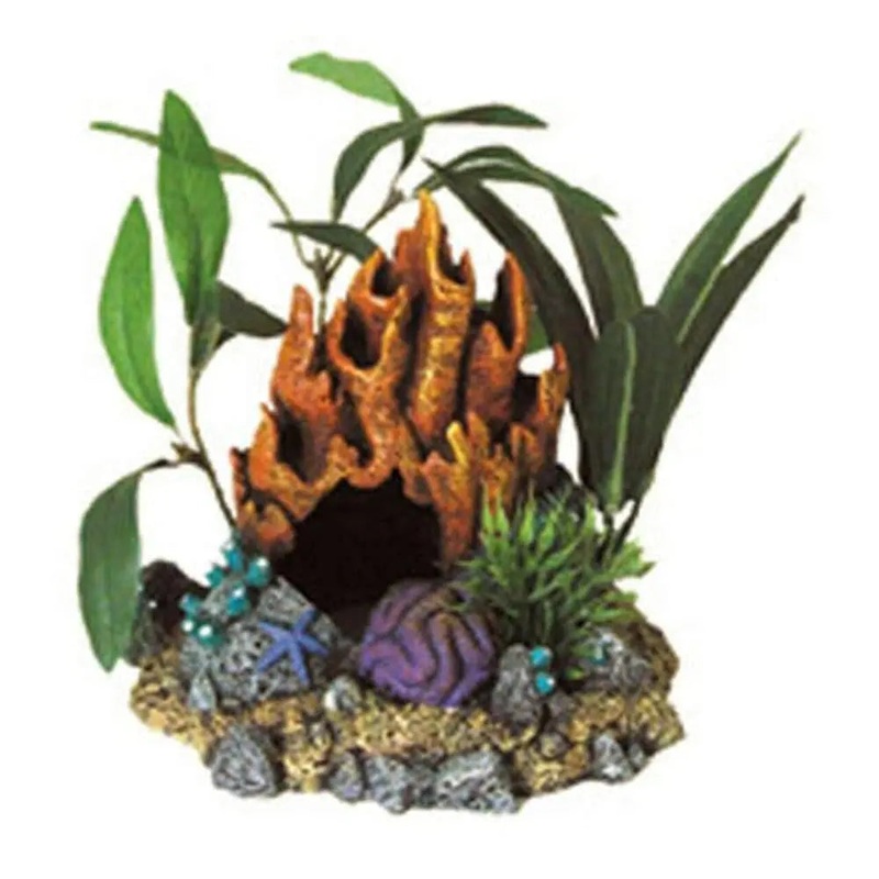 Blue Ribbon Exotic Environments Fire Coral Cave With Plants