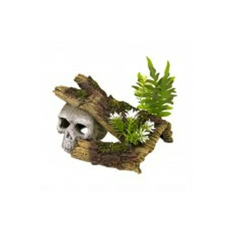 Blue Ribbon Exotic Environments Jungle Skull Hideaway w/ Plants