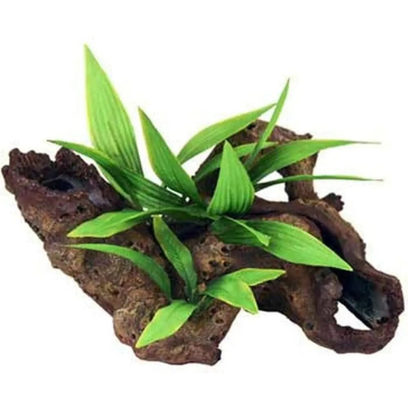 Blue Ribbon Exotic Environments Mopani Wood With Silk Style Plants